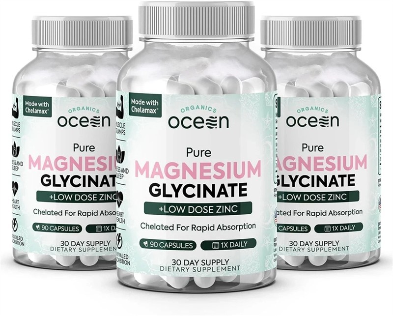 3 / 6 PACKS Organics Ocean Pure Magnesium Glycinate Strength Chelated- 90 CT