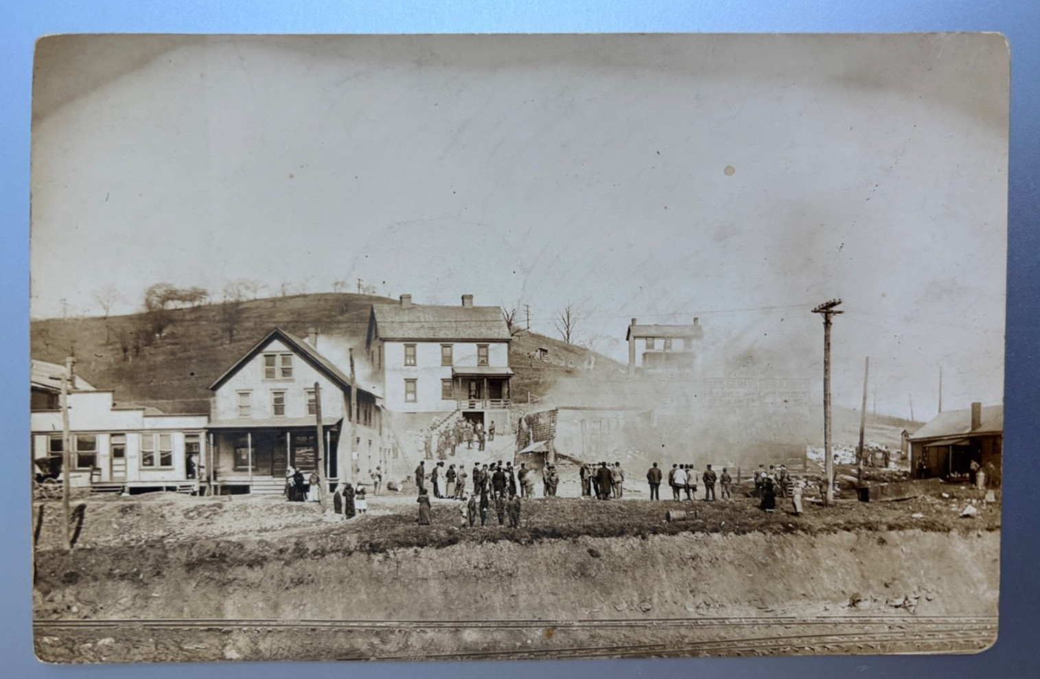 North Bessemer PA RPPC Fire Aftermath Crowd Smoking Ruins Vintage Postcard