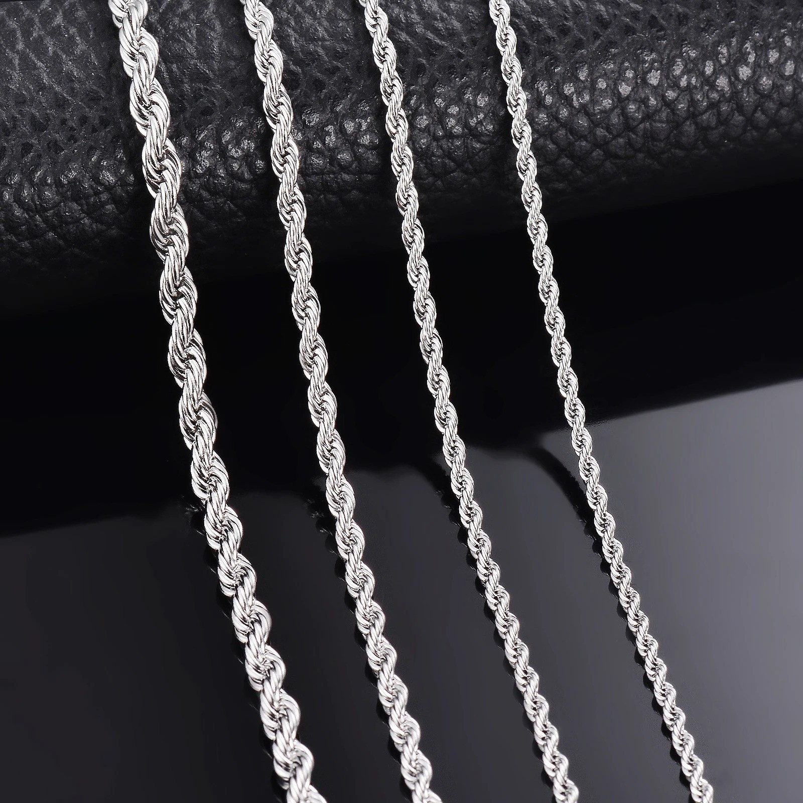 2/2.5/3/4/5/6/7mm 316L Stainless Steel Women Men Rope Chains Necklaces 18-32\'\'