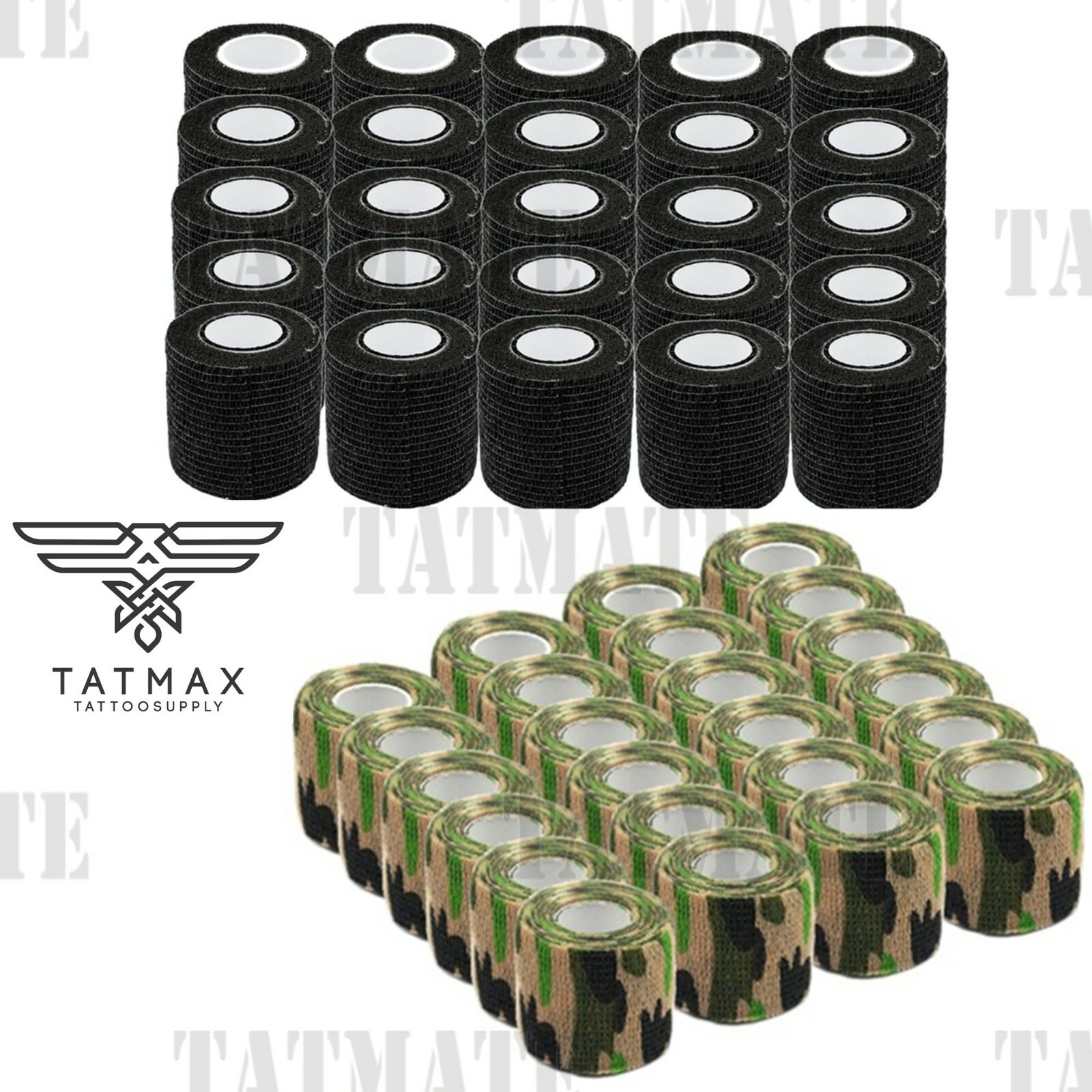 6/12/24Pcs Camouflage/Black Tattoo Wraps Sensi Wraps Self Adherent 2