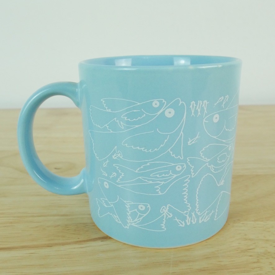 Taylor & Ng Naughty Fish Coffee Mug Blue White Animal Orgy Vintage Whimsical Taylor & Ng Naughty Fish Coffee Mug Blue White Animal Orgy Vintage Whimsical