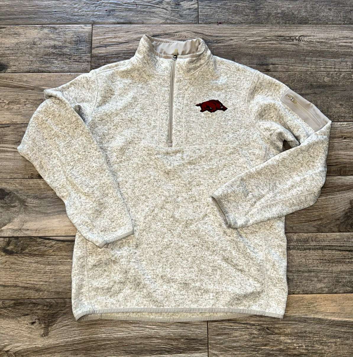 Antigua Arkansas Razorbacks Beige Quarter Zip Pullover Size L Antigua Arkansas Razorbacks Beige Quarter Zip Pullover Size L