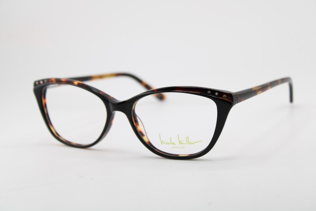 NEW NICOLE MILLER AGATE C01 BLACK HAVANA CRYSTALS AUTHENTIC EYEGLASSES 53-16 NEW NICOLE MILLER AGATE C01 BLACK HAVANA CRYSTALS AUTHENTIC EYEGLASSES 53-16
