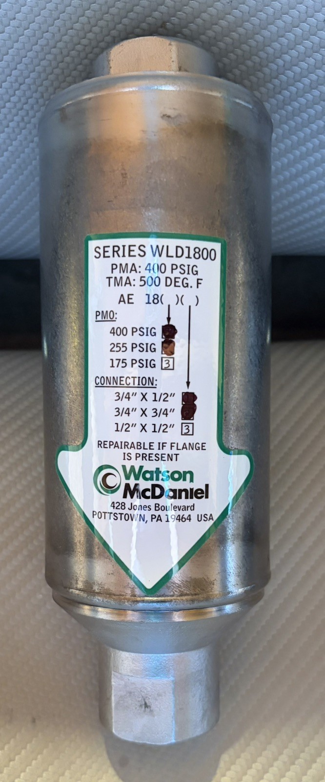 Watson McDaniel WLD1833-N Guided Float Repairable Liquid Drainer Valve
