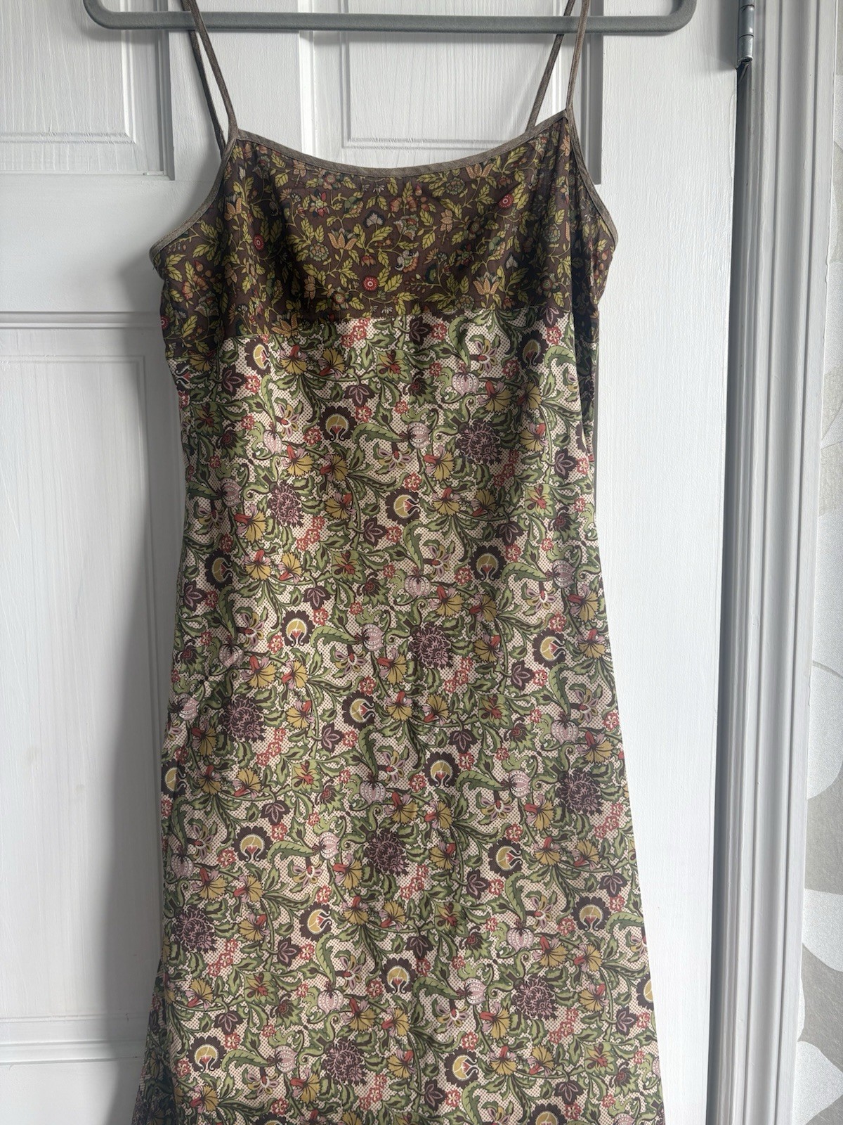 DOSA Size 1 Mixed Print Spaghetti Strap Sundress with Copper Metallic Trim NWOT