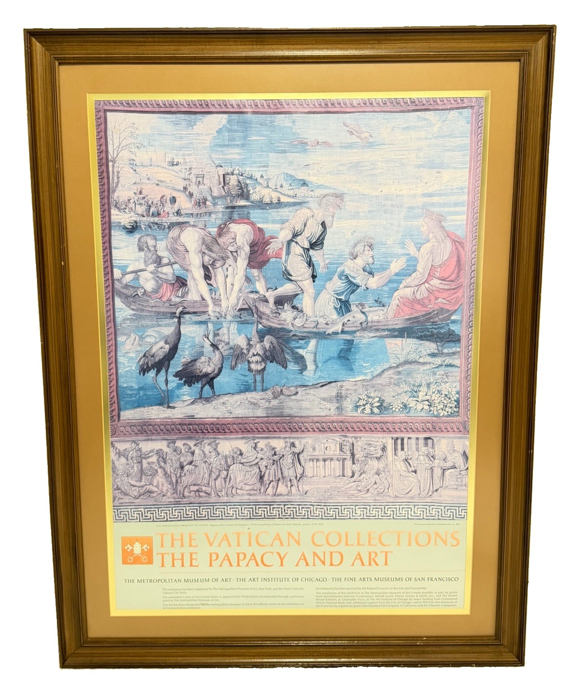 Vtg 1983 Vatican Collections Poster Raphael Framed Anti-Reflective Glass 42x32