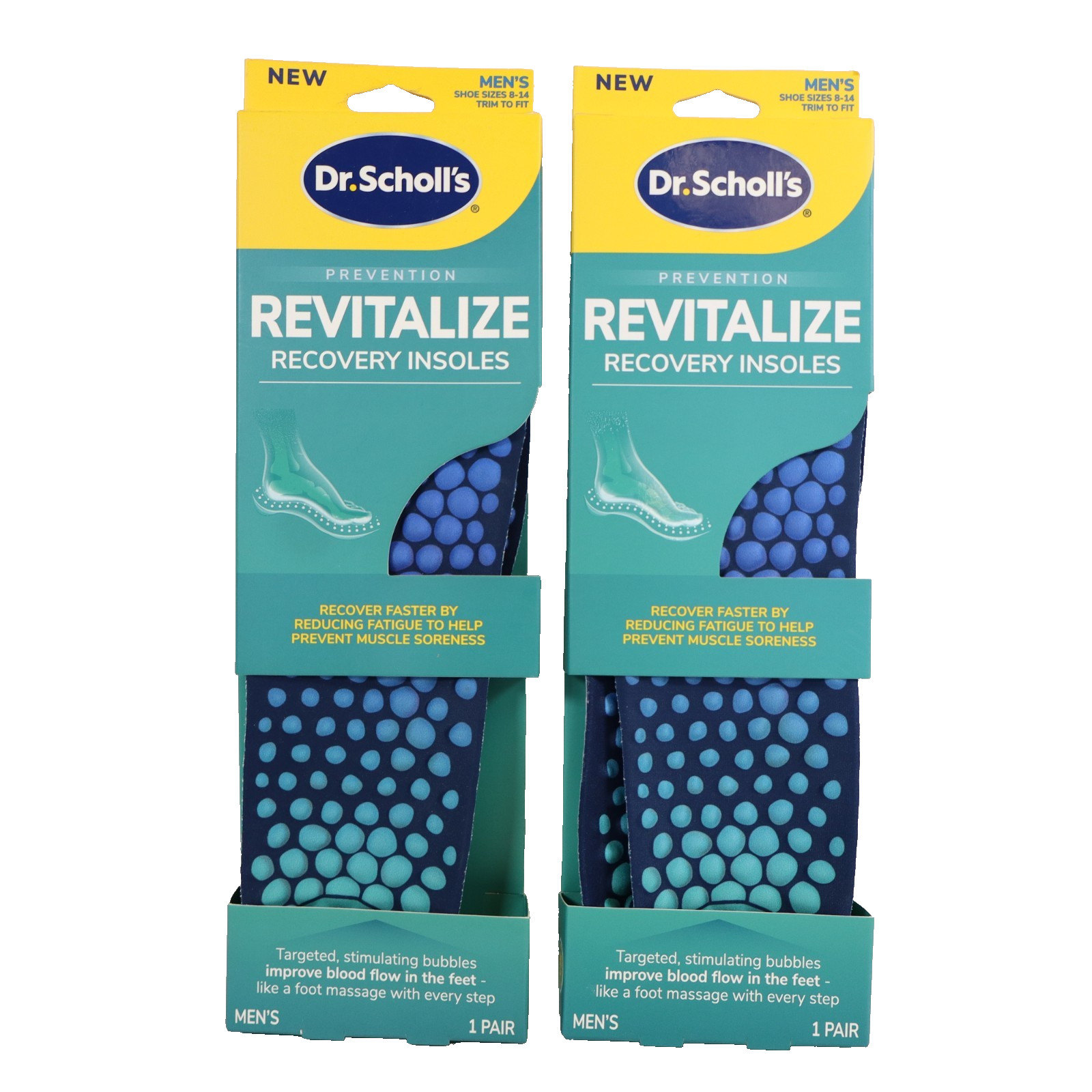 2 PAIRS Dr. Scholl's Revitalize Recovery Insole Orthotics, Men's Size 8-14