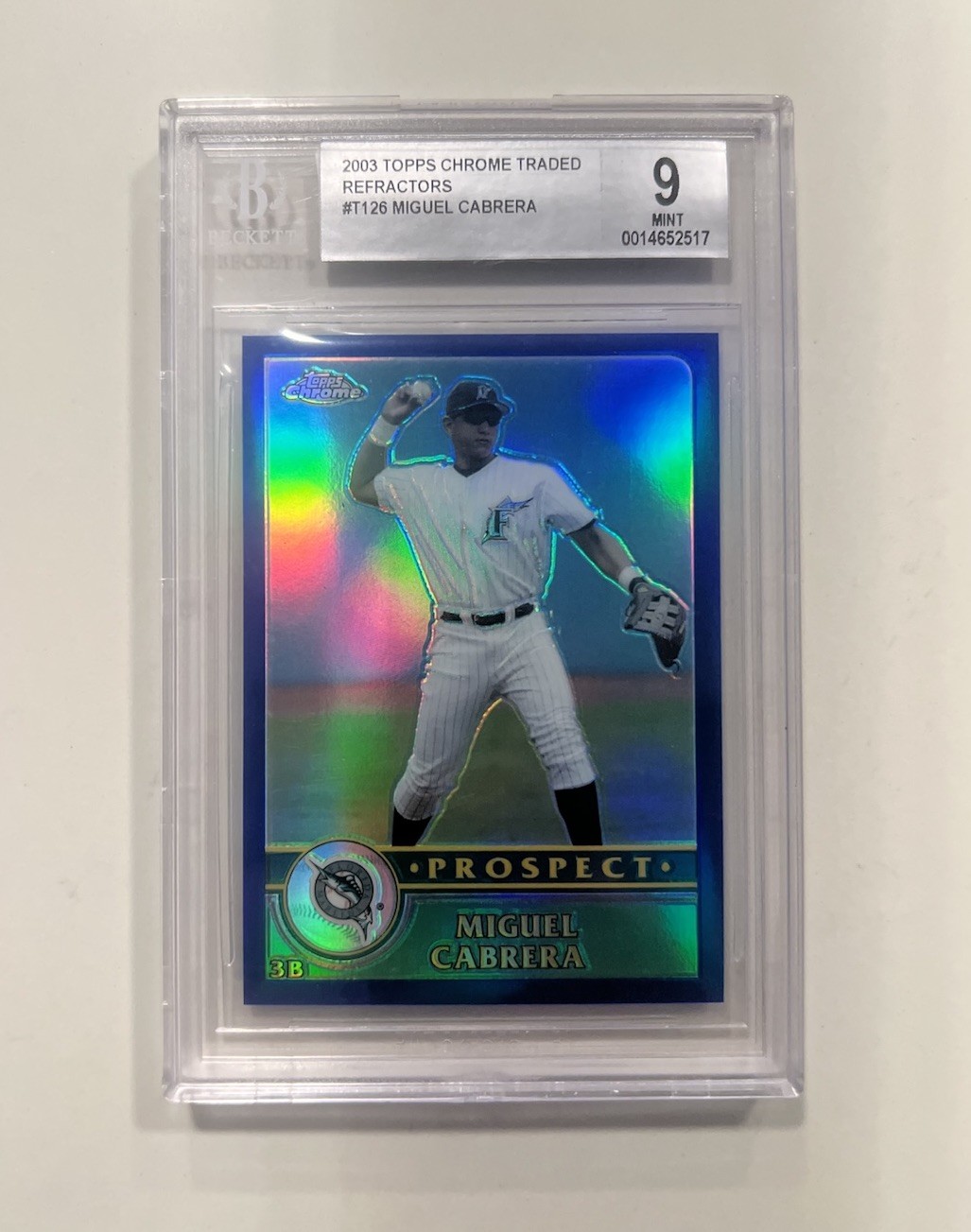 2003 Topps Chrome Traded Refractor #T126 Miguel Cabrera Marlins BGS 9 2003 Topps Chrome Traded Refractor #T126 Miguel Cabrera Marlins BGS 9