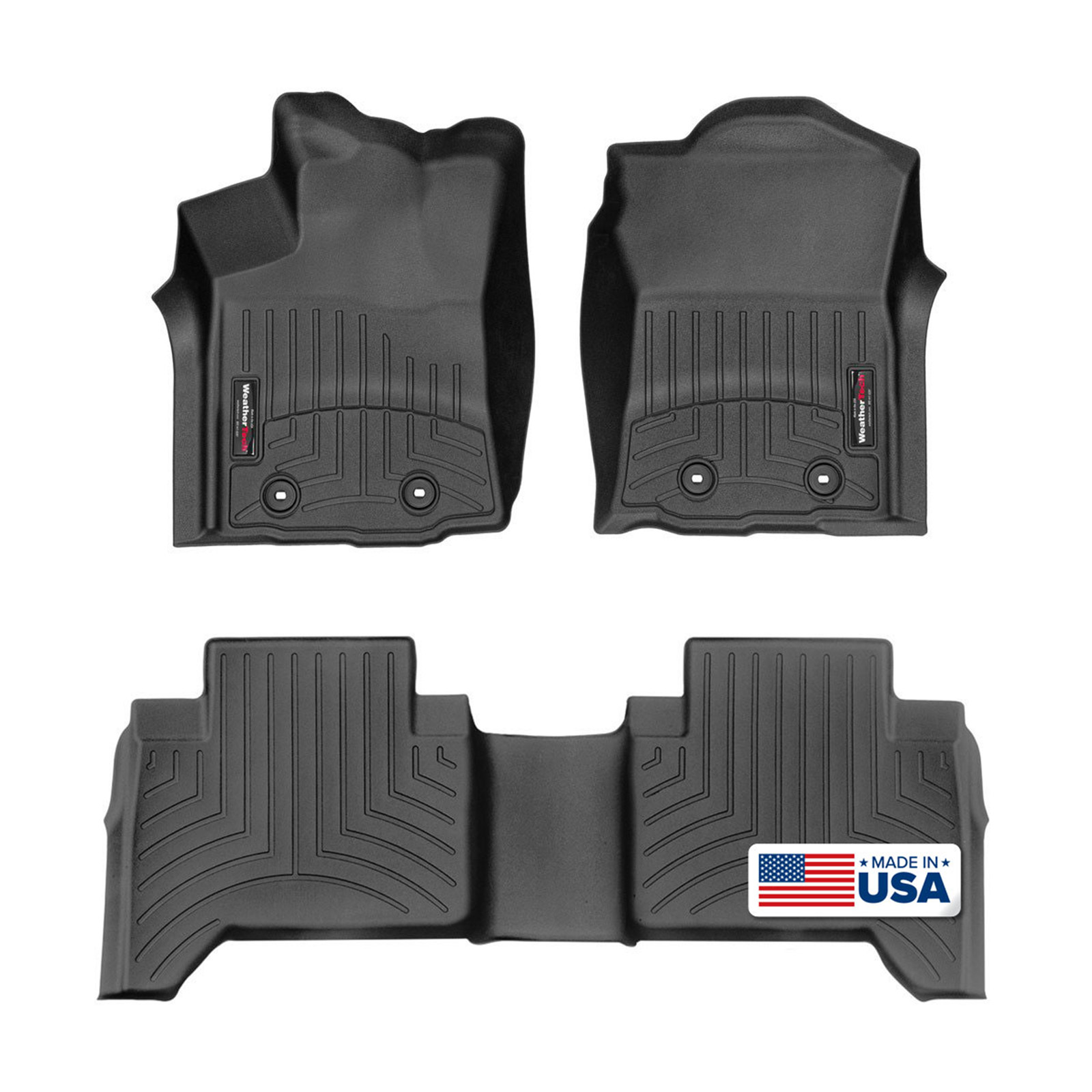 WeatherTech FloorLiner for 2018-2023 Toyota Tacoma - 1st & 2nd Row, Black