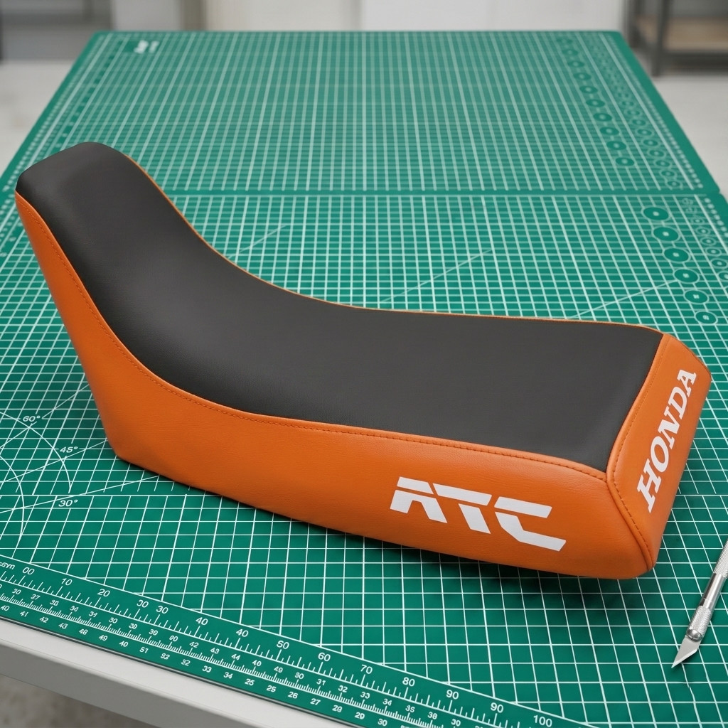 Honda ATC 350X Seat Cover For 1985 To 1986 Models Orange Black Vinyl Seat Cover