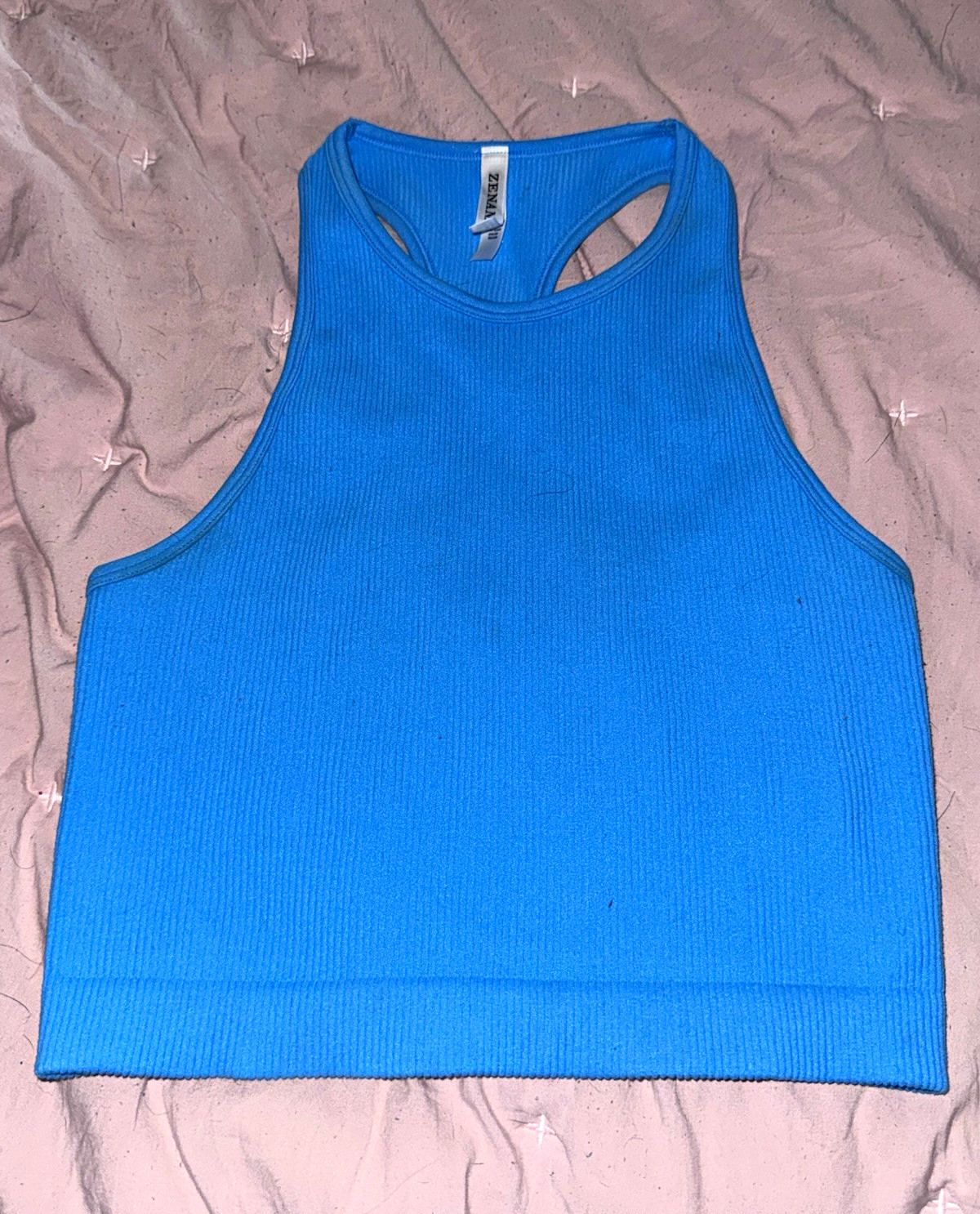 ZENANA Women\'s Blue Solid Knit Racerback Tanktop