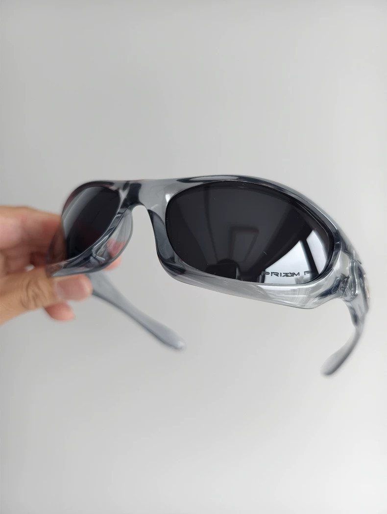 Retro Oakley 00s Monster Dog Polarized Sunglasses Black Lens Clear Gray Frames