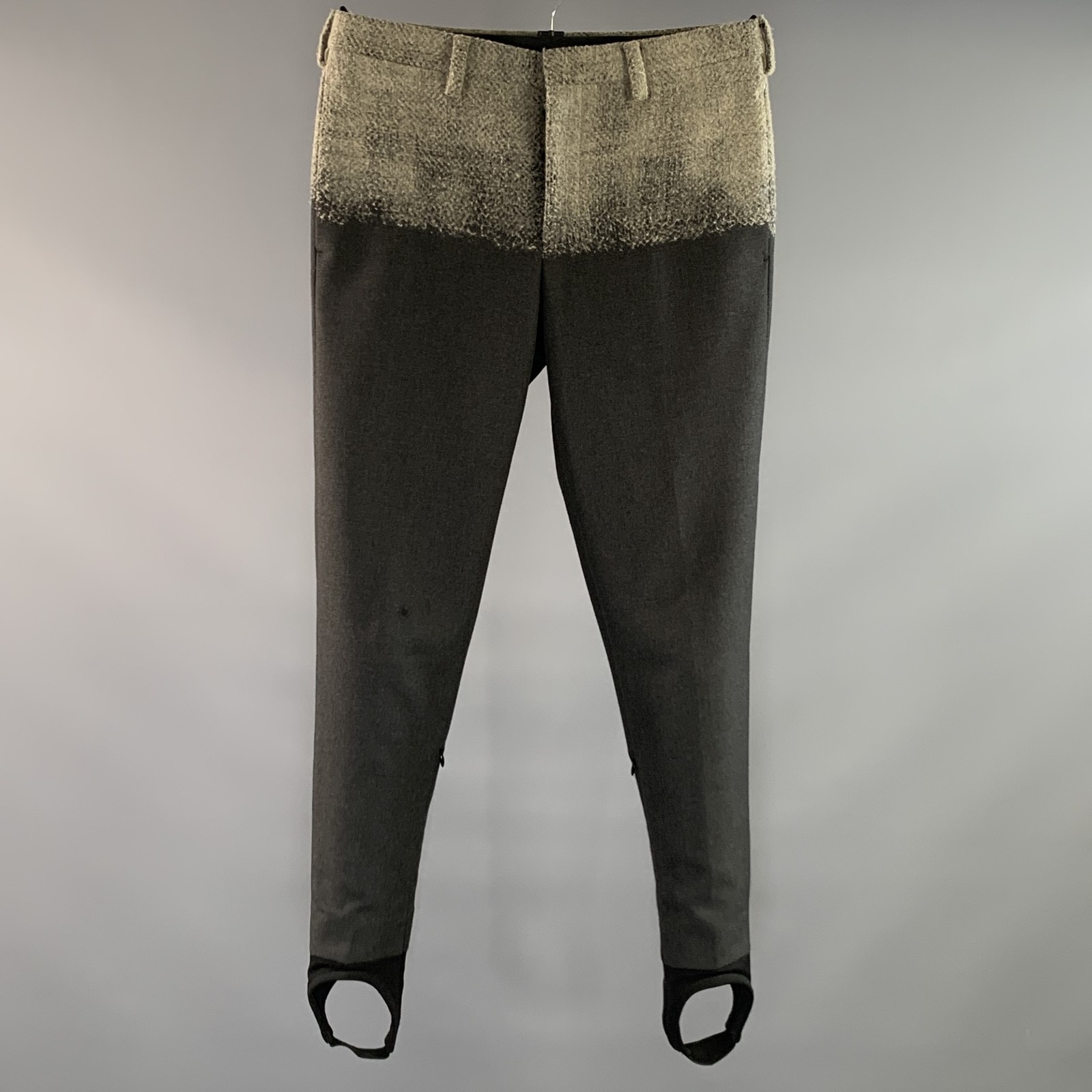 PRADA FW2007 Size 36 Tan Grey Wool Polyester Button Fly Casual Pants