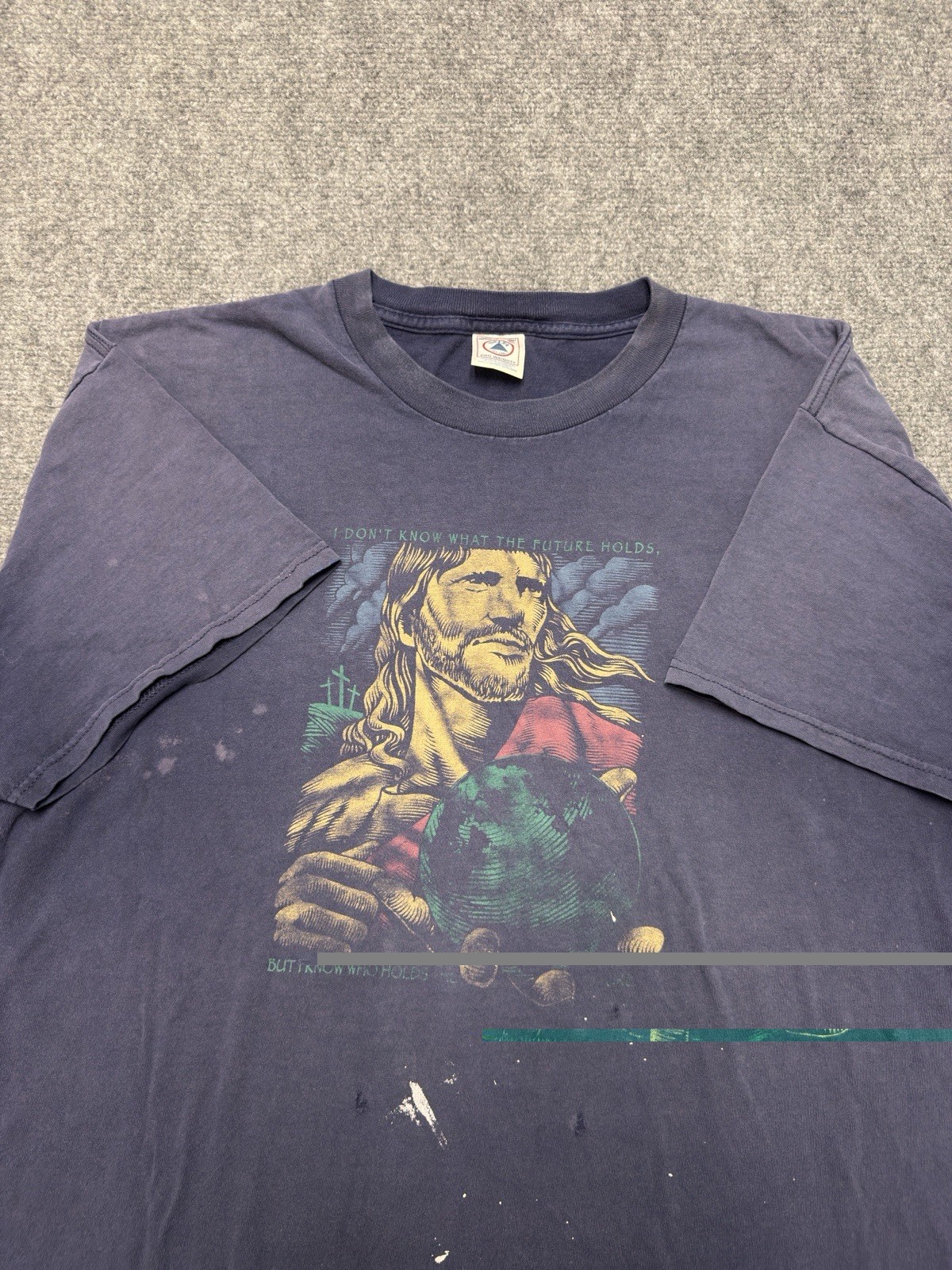 Vintage 90s Jesus Tee Living Epistles Future Holds Faded Distressed Mens XL