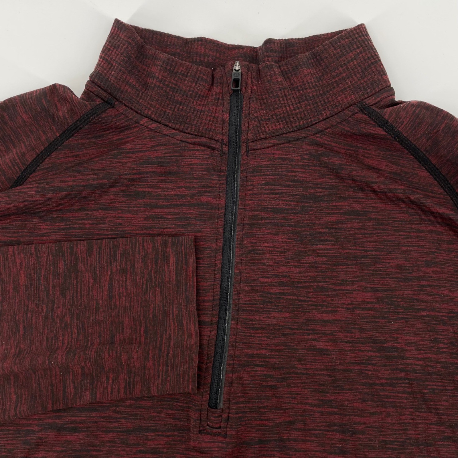 Lululemon Metal Vent Tech 1/2 Zip 2.0 Pullover Men\'s Large Red Space Dye Heather