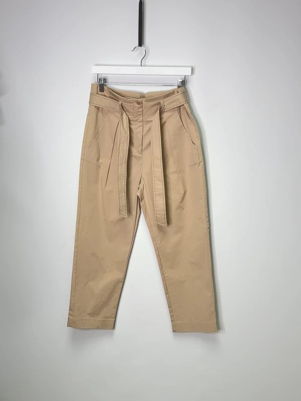Ballantyne Women’s Beige Belted Pleated Trousers IT40 UK8 BNWT Made In Italy