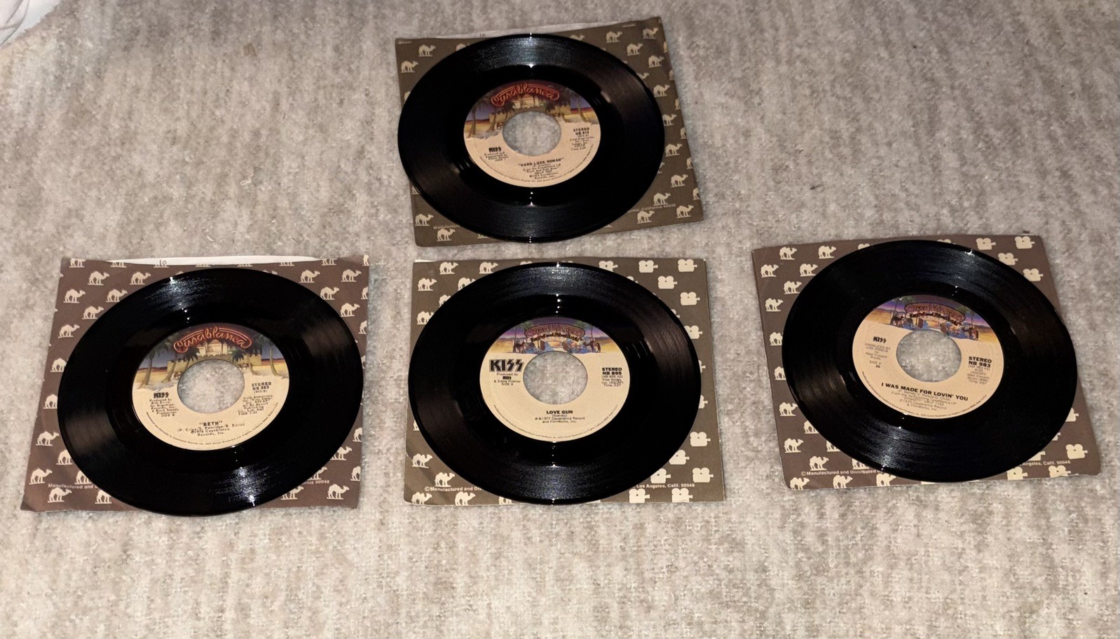 KISS  Beth Love Gun Hard Luck Woman I was Made Lot of 4 NM- 45s  