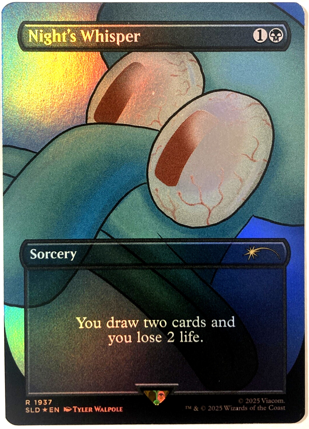 MTG Night\'s Whisper RAINBOW FOIL Secret Lair x SpongeBob 1937 NM