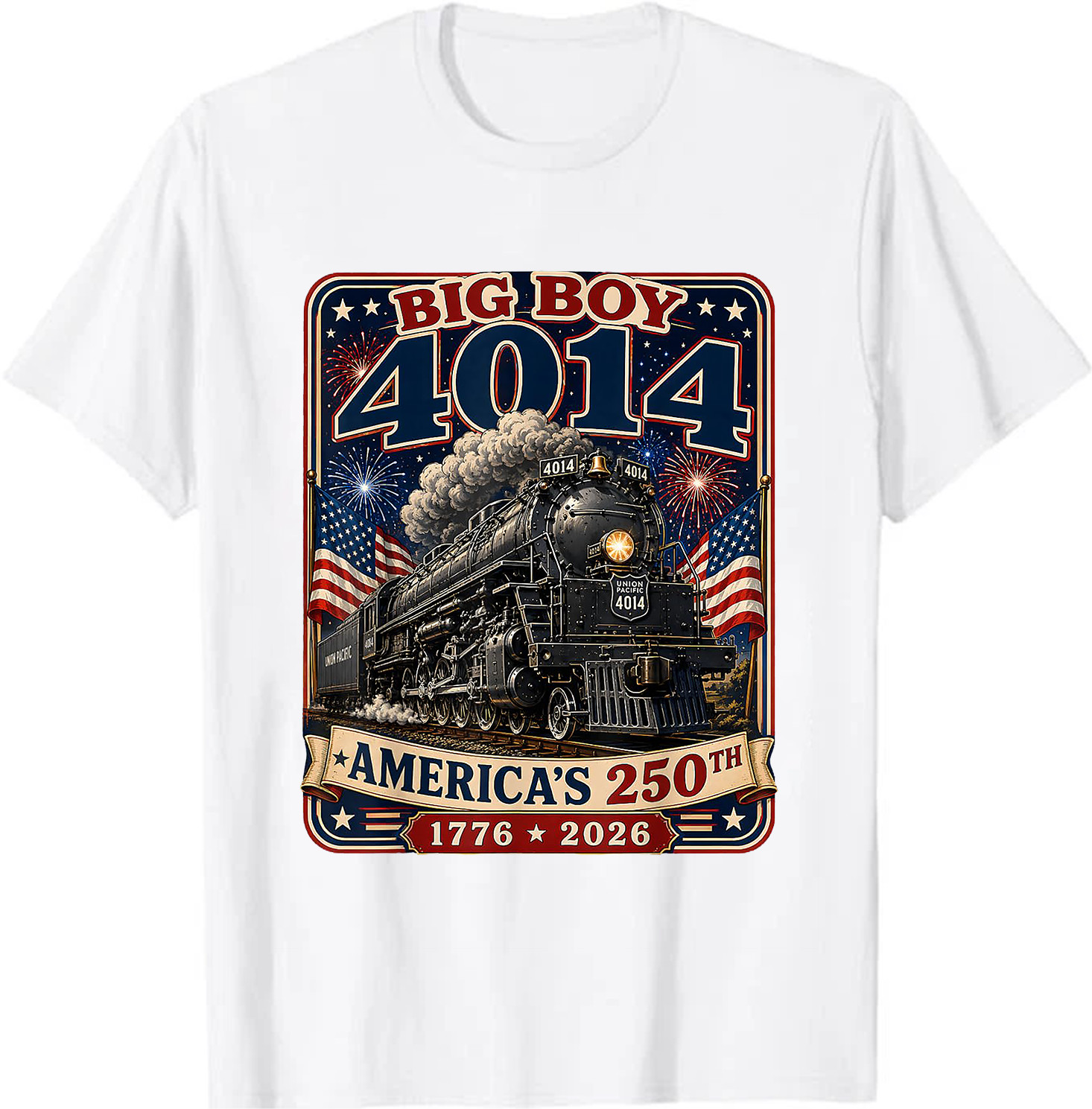 Big Boy 4014 Train 4th of July Retro US Flag Vintage Apparel Unisex T-Shirt