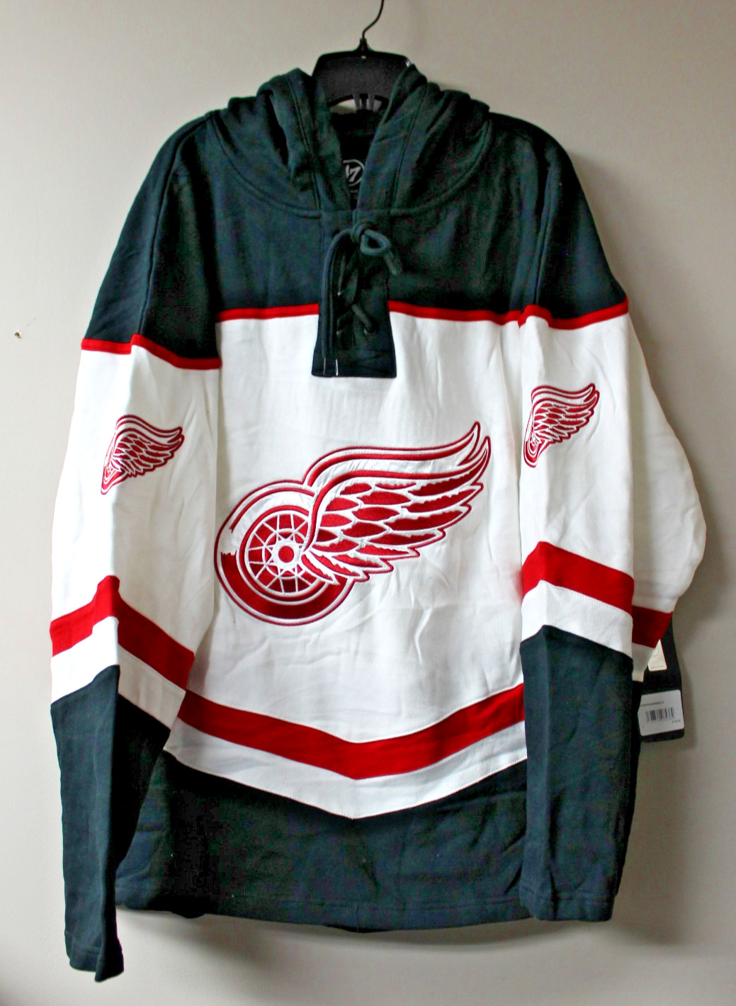 New Detroit Red Wings lacer Lacer jersey style mid weight cotton hoodie men's L