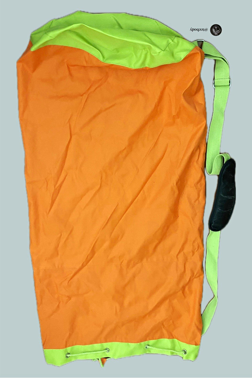 VTG NWOT 80s 90s Neon Colorblock Camping Duffel Bag Orange Green 45x21 Stuff Sac