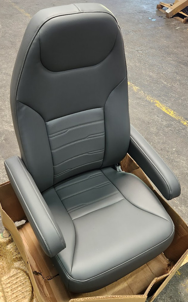 National Seating Premium Truck Seat Electric Adjustable Gray Vinyl Dual Armrest