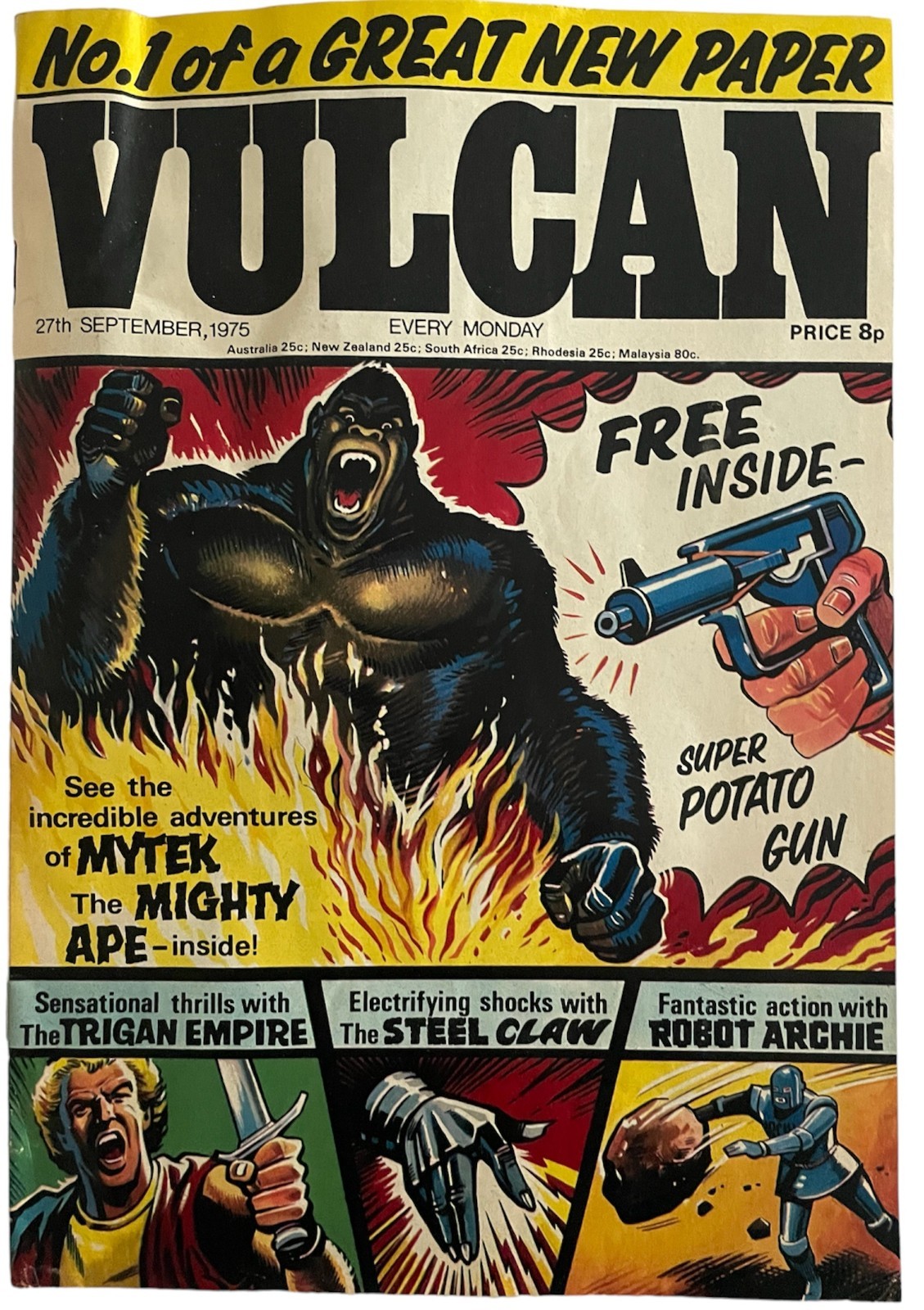 Vintage 27th Sep 1975 Vulcan Comic No. 1 - First Fab Issue With The Free Gift
