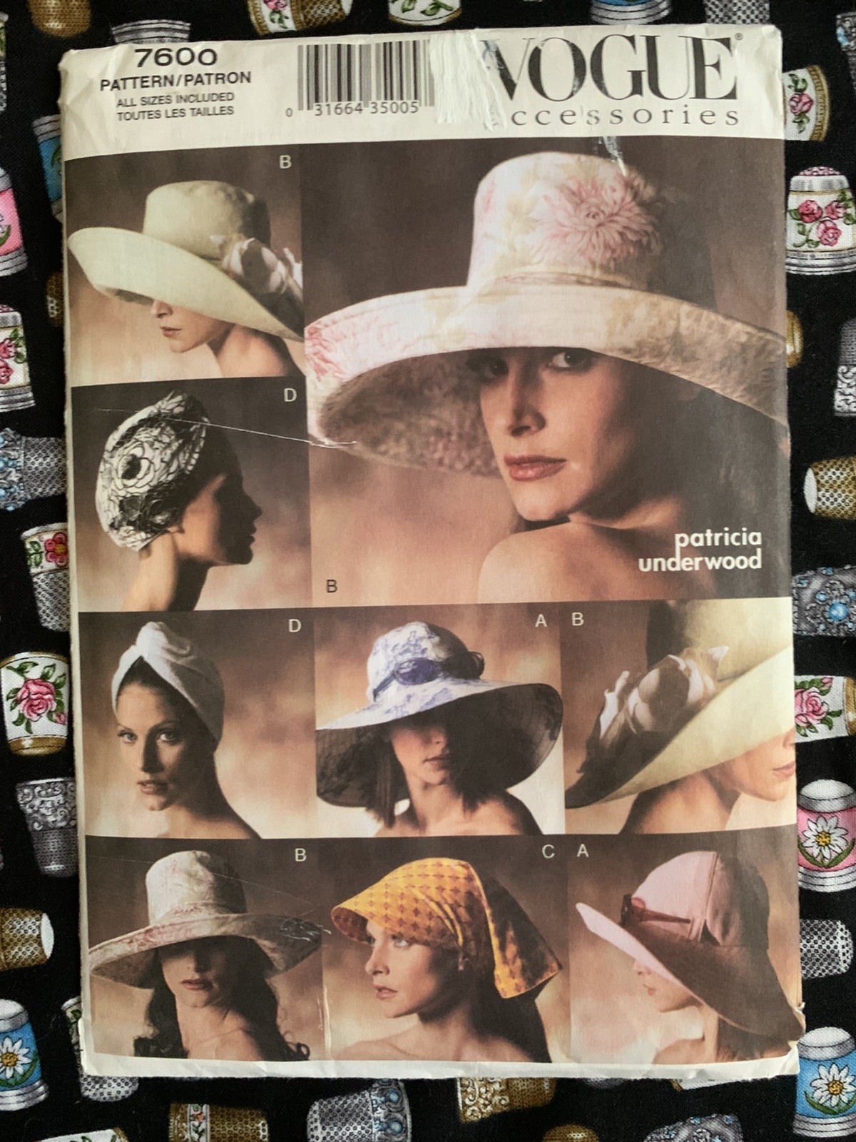 *VTG/OOP* VOGUE 7600 Hats Sewing 4 Patterns Sun with Brim Turban Kerchief UNCUT