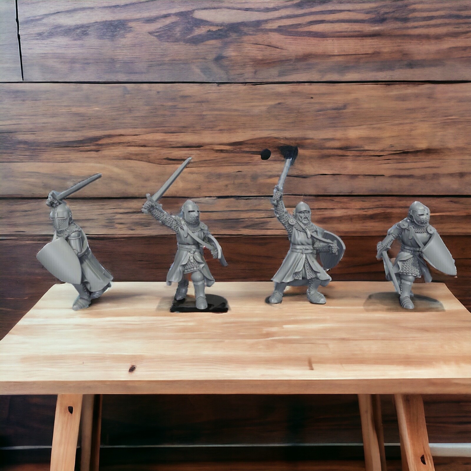 Knights on Foot Set 3 28mm Medieval Unpainted Resin Wargame Miniatures