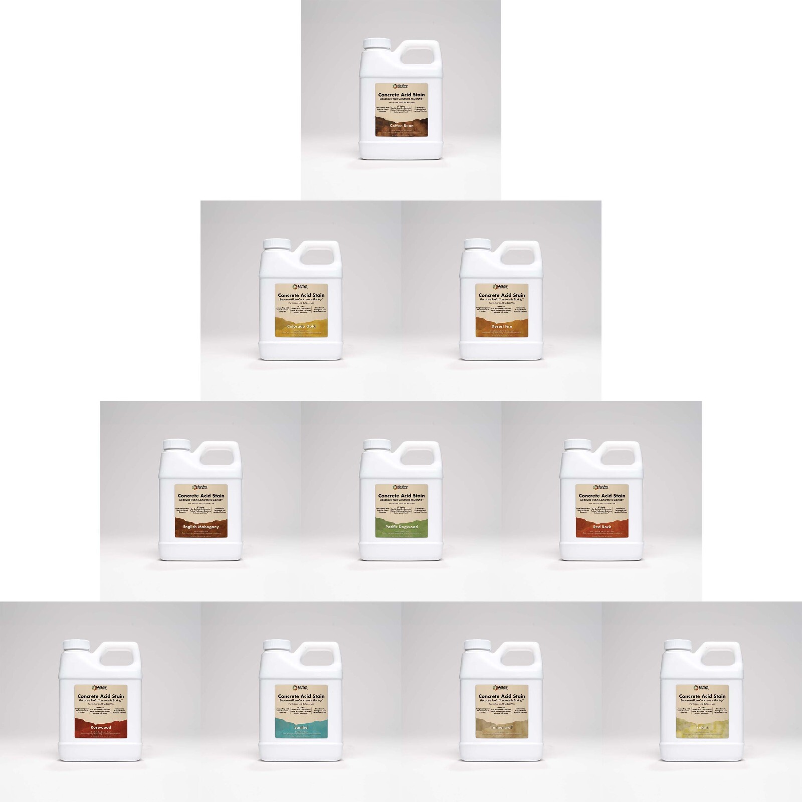 Concrete Acid Stain Sample Pack 10 - 16oz bottles