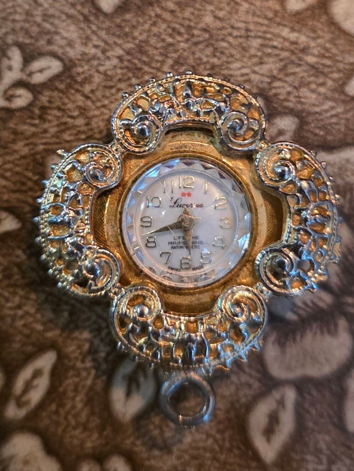 Vintage Lucerne Swiss Made Floral Gold Pendant Watch Vintage Lucerne Swiss Made Floral Gold Pendant Watch