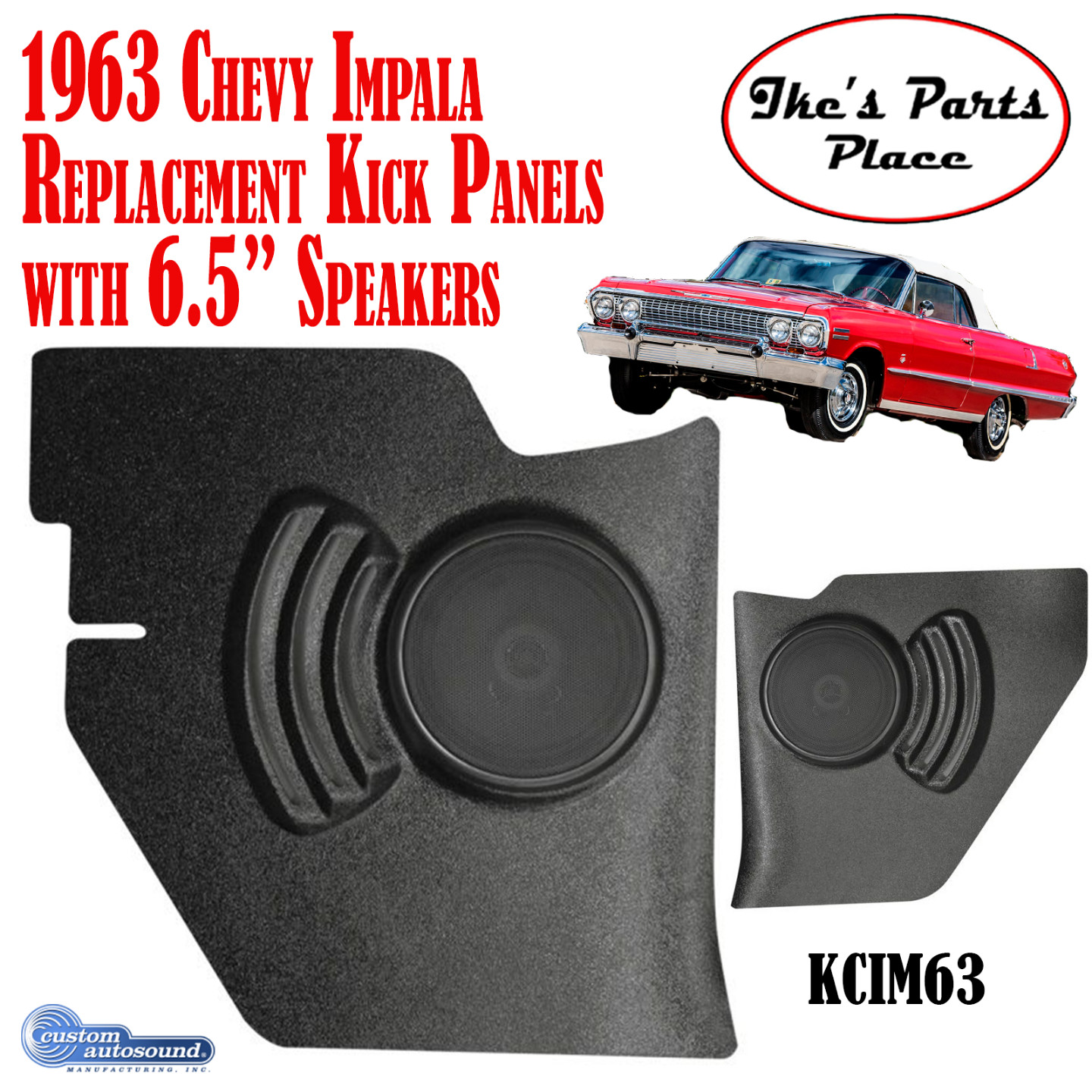 Custom Autosound KCIM63 1963 Chevy Impala Kick Panels & 6.5\