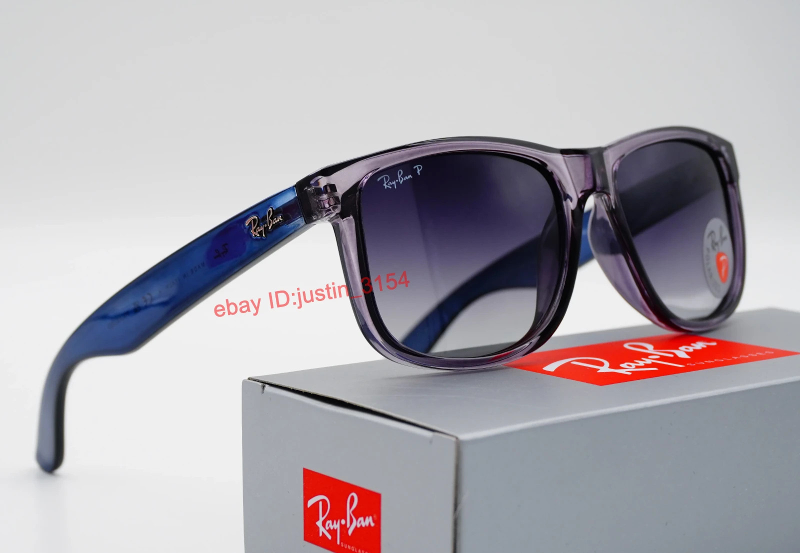Ray-Ban RB4165 Justin Polarized Sunglasses Classic Blue Frame Gray Lens  54MM
