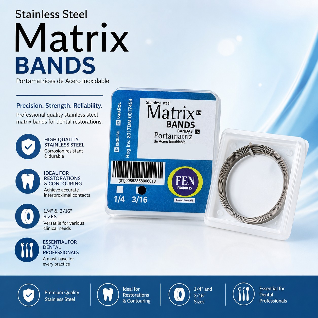 3 ROLLS DENTAL MATRIX BANDS 3/16
