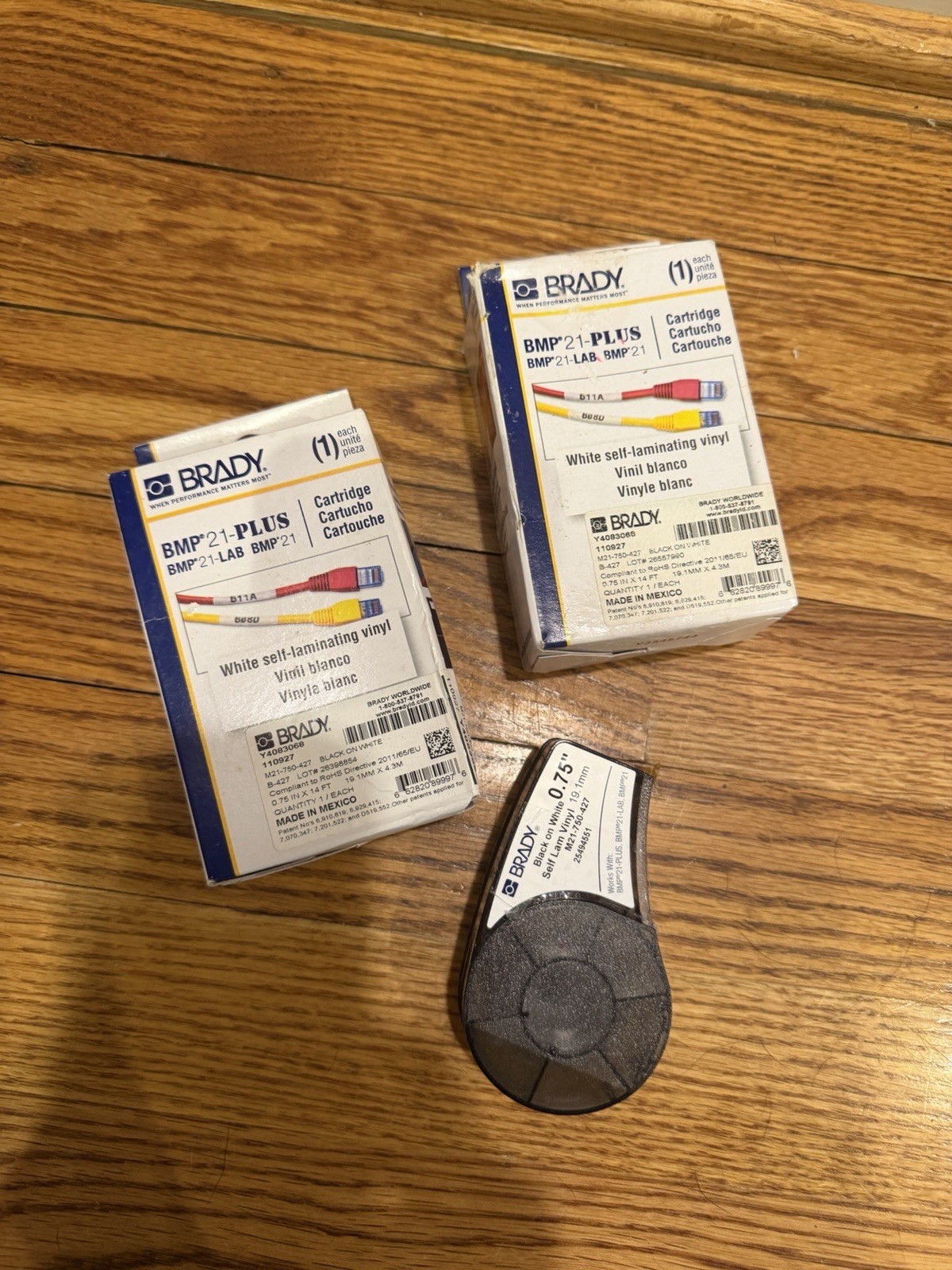 Lot Of 3 Brady White Self Laminating Vinyl 0.75 In X 14 Ft BMP21 Plus Lab M21