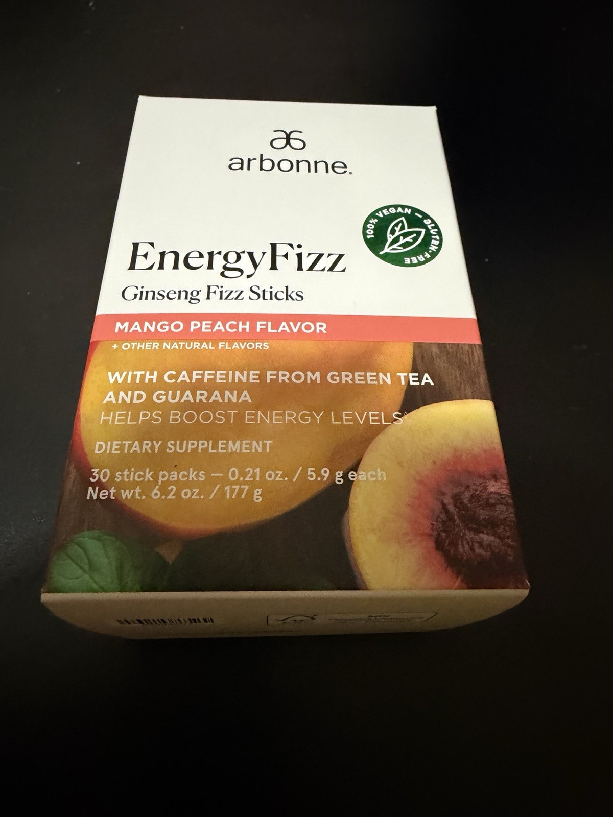 Arbonne Energy Fizz Mango Peach Flavor 30 Sticks, New Box EXPIRES 12/2027 Arbonne Energy Fizz Mango Peach Flavor 30 Sticks, New Box EXPIRES 12/2027