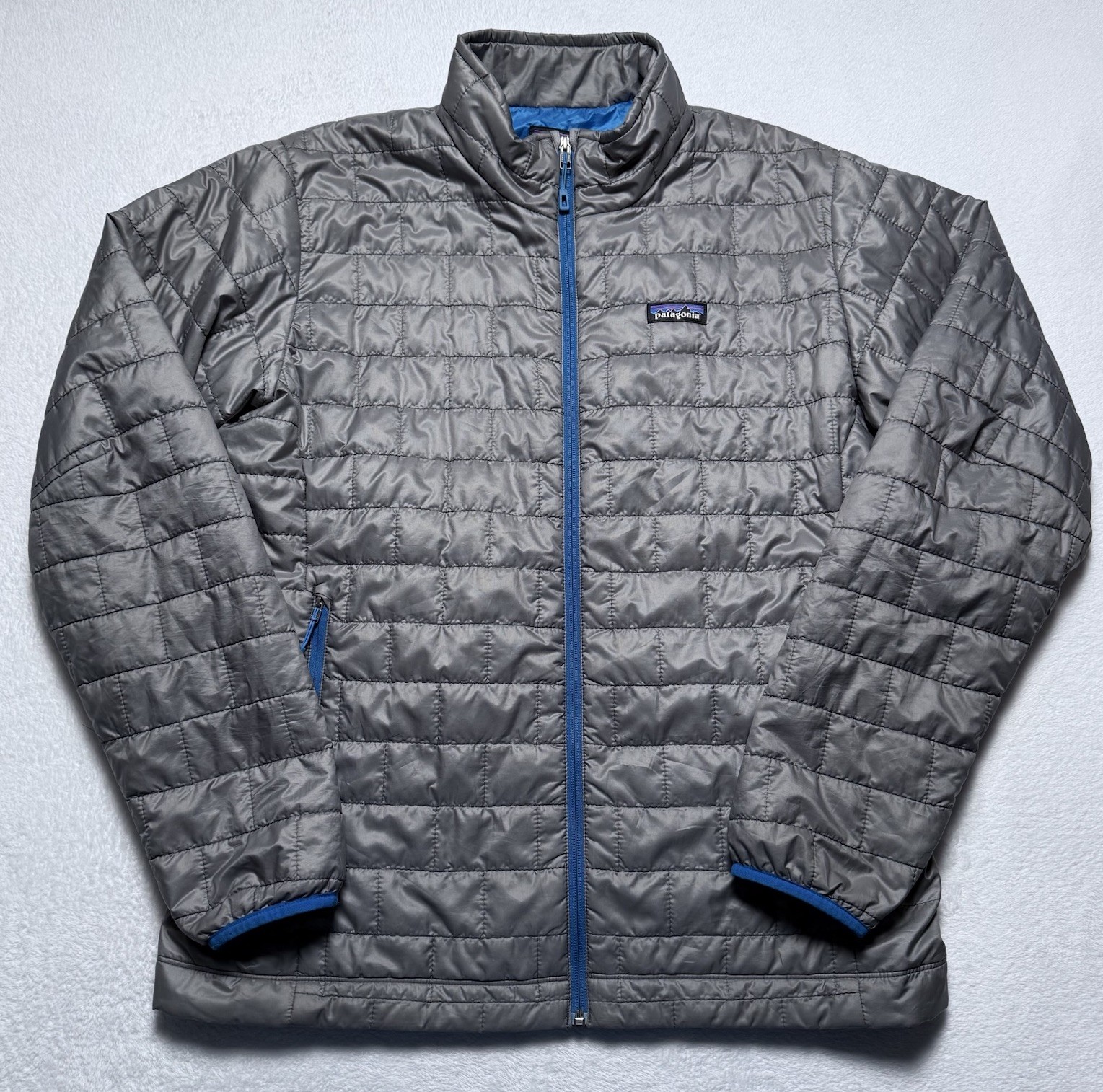 Patagonia Nano Puff Jacket Mens Large Grey Blue Quilted Primaloft Full Zip 84211
