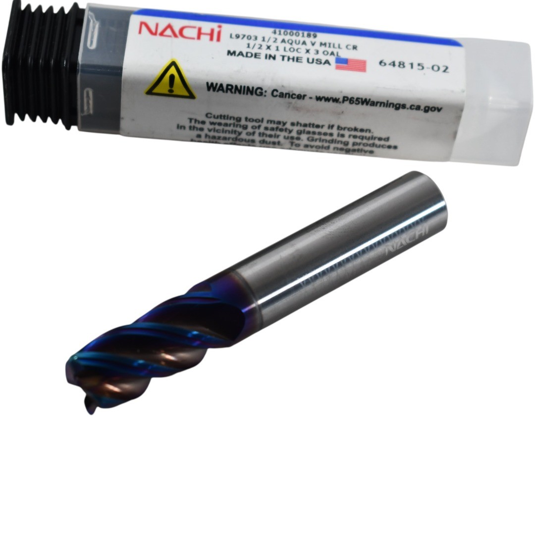 NEW Nachi L9703 1/2 Aqua V Mill CR Carbide End Mill 41000189 4 Flute 1/2x1x3 OAL