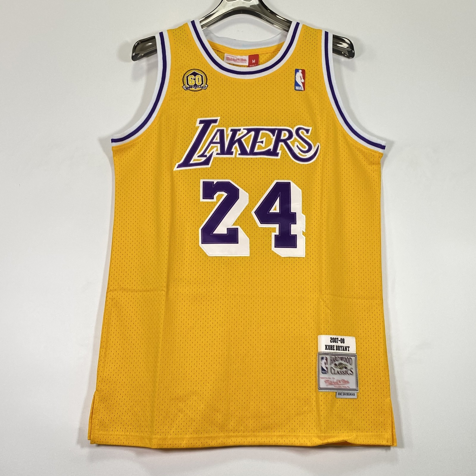 Kobe Bryant Embroidered #24 Men\'s Jersey, Size: S-XL, Yellow