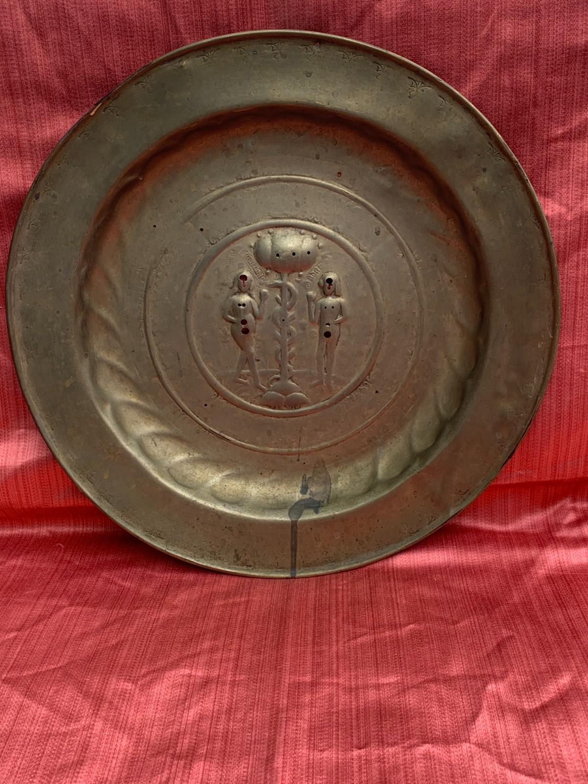 Antique German Brass Alms Dish, 16th Century Antique German Brass Alms Dish, 16th Century