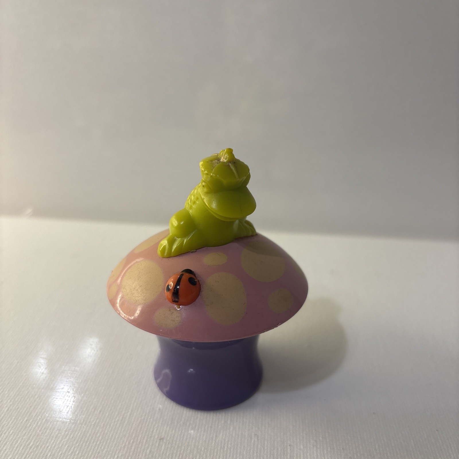 Vtg. Avon Bottle Cream Sachet Her Prettiness Frog Prince on a Mushroom w Ladybug