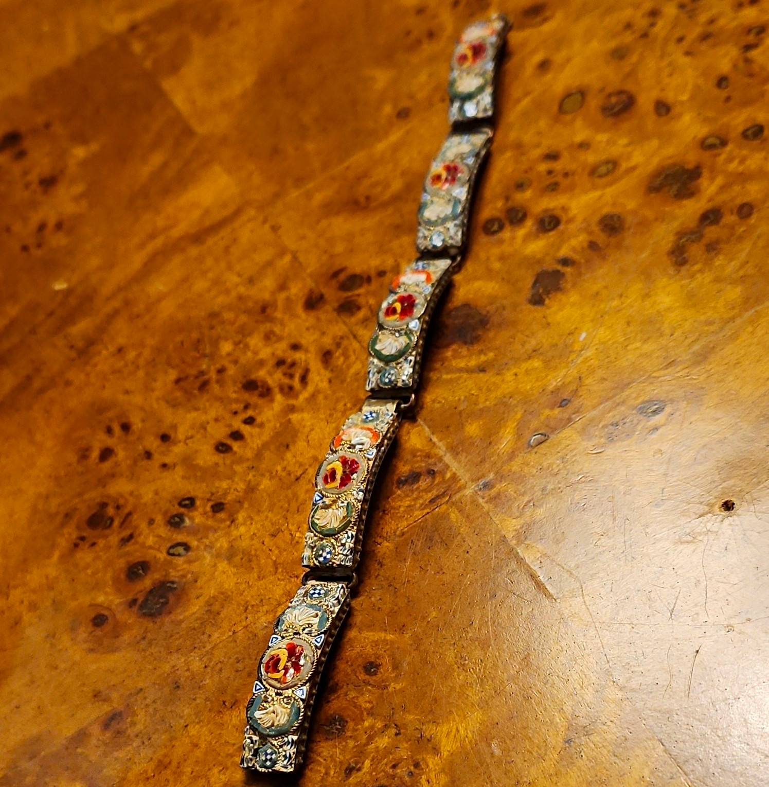 Vintage Italian Micro Mosaic Panel Bracelet 1920-1920 Made In Italy (READ BELOW) Vintage Italian Micro Mosaic Panel Bracelet 1920-1920 Made In Italy (READ BELOW)