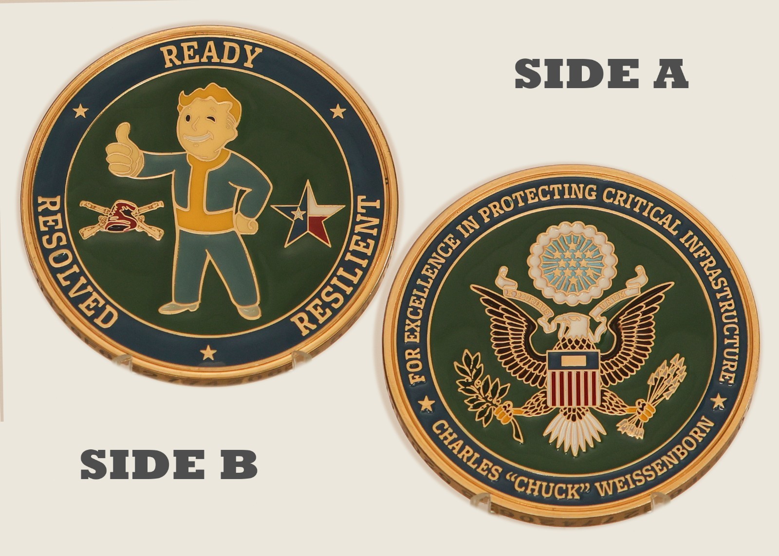 Fallout Vault Boy Critical Infrastructure Challenge Coin 1#16 Fallout Vault Boy Critical Infrastructure Challenge Coin 1#16