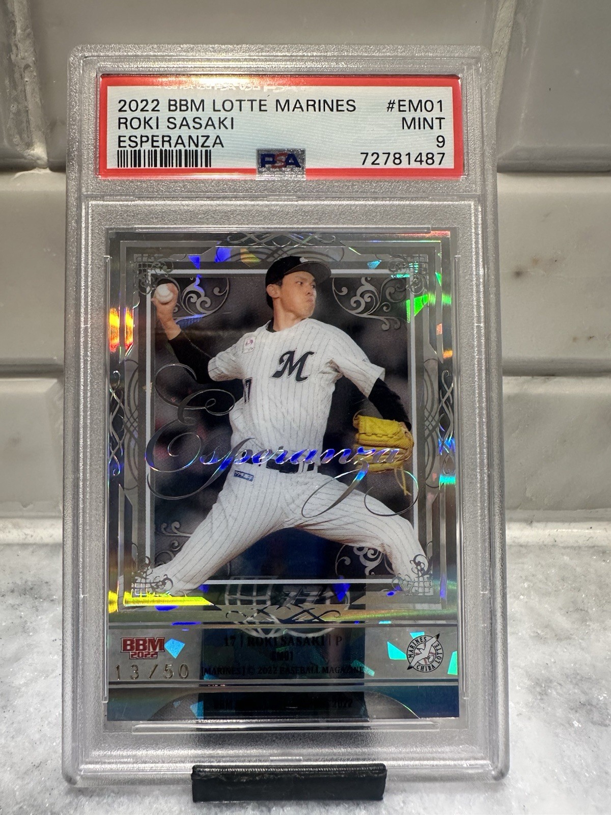2022 BBM CHIBA LOTTE MARINES ESPERANZA #EM01 ROKI SASAKI /50 PSA 9 LA DODGERS 2022 BBM CHIBA LOTTE MARINES ESPERANZA #EM01 ROKI SASAKI /50 PSA 9 LA DODGERS