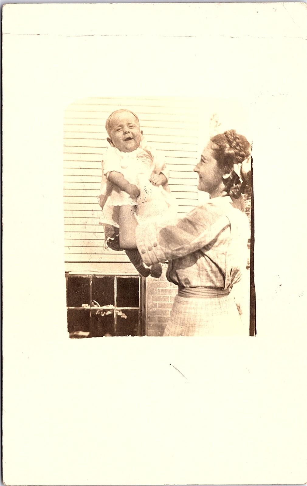 Mother Holding Baby Outdoors, Early 1910s RPPC, Sheboygan to Milwaukee Postcard Mother Holding Baby Outdoors, Early 1910s RPPC, Sheboygan to Milwaukee Postcard