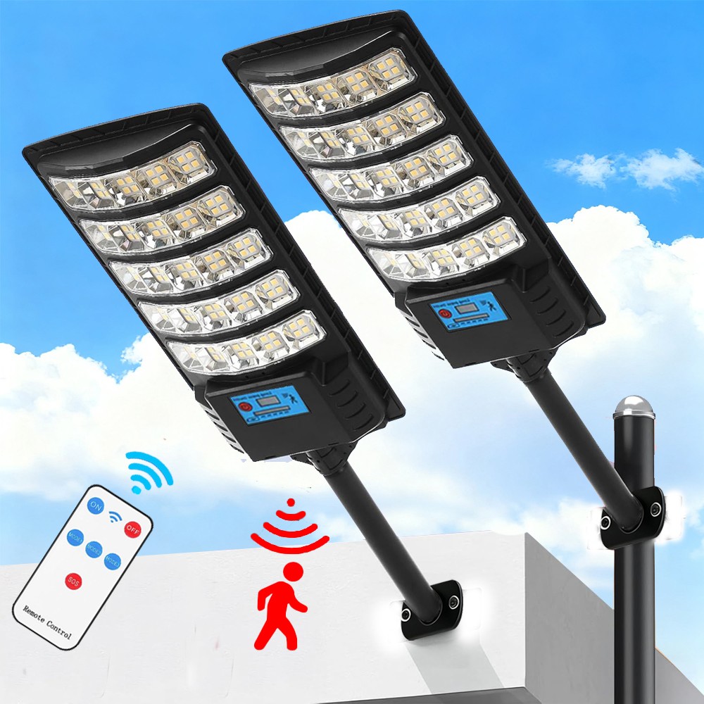 2pcs Commercial 1000000LM Outdoor Dusk to Dawn Solar Street Light Road Area Lamp