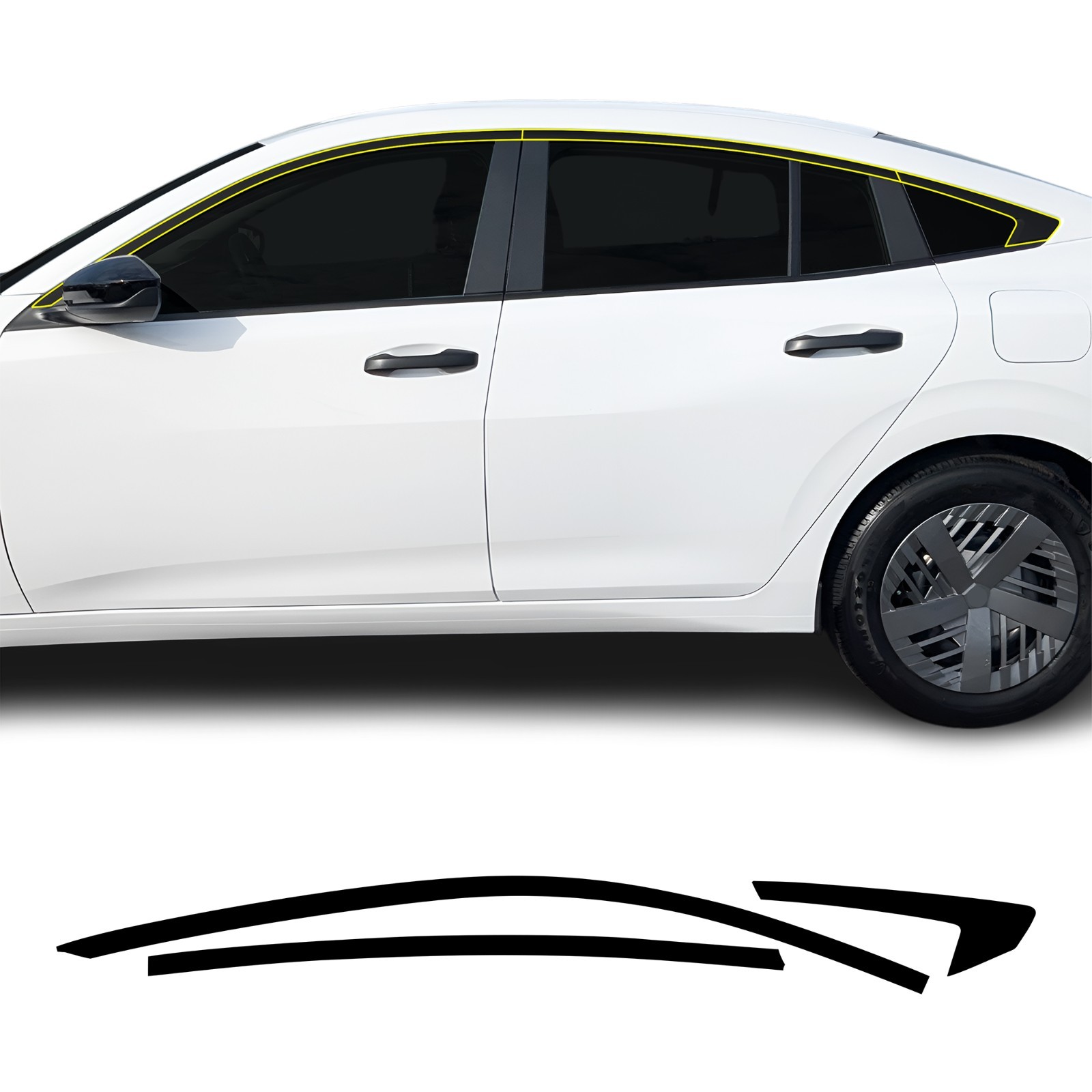 Fits Nissan Sentra 2026+ Side Chrome Delete Decal Blackout Vinyl Film