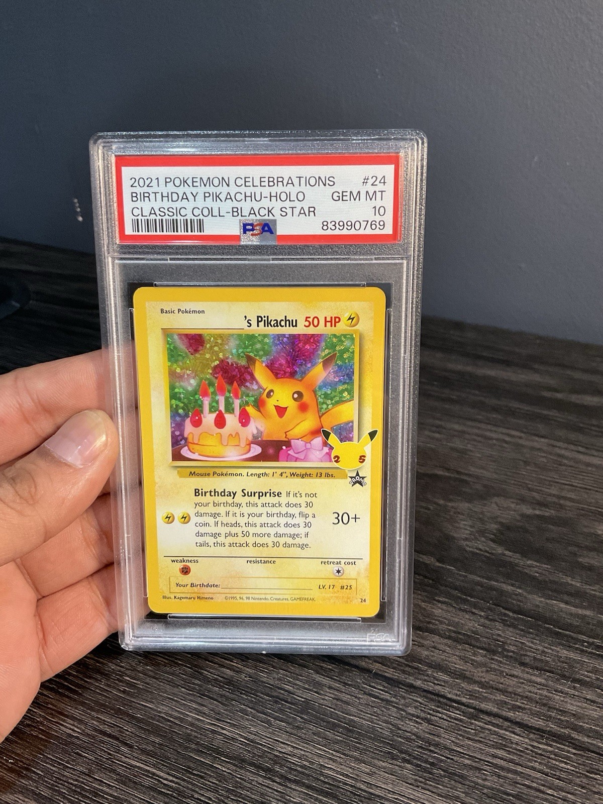 2021 Pokemon Celebrations BSP Holo #24 Birthday Pikachu Gem Mint PSA 10