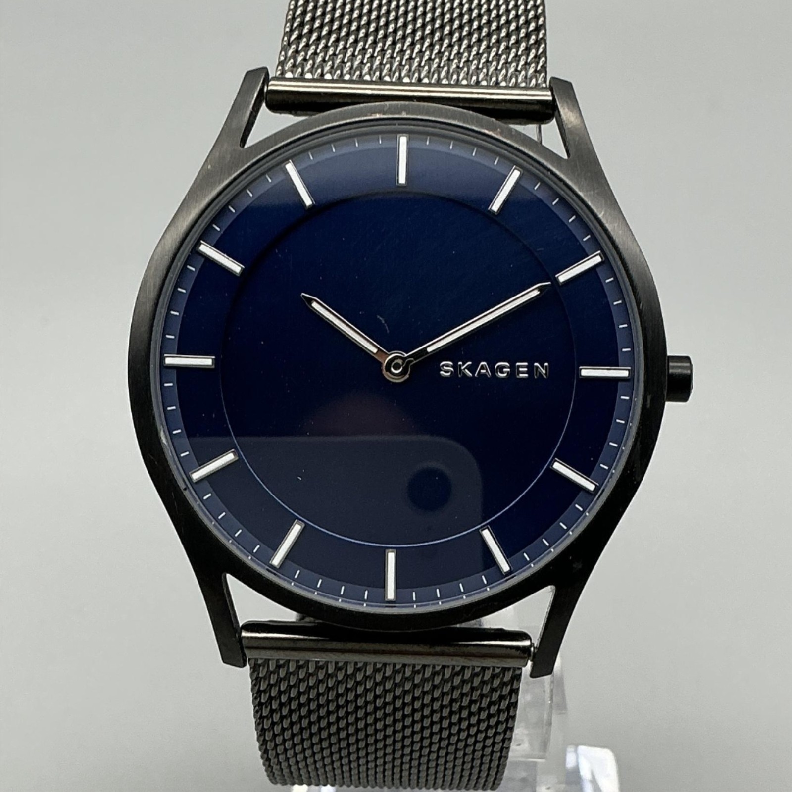 Skagen Holst SKW6223 Mens Watch 40mm Blue Dial Black Mesh Stainless New Battery