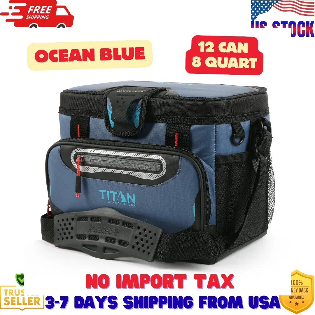 Titan by Arctic Zone 12 Can Zipperless Soft Cooler, 8 Quart, Ocean Blue